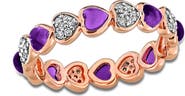 DELMAR African Amethyst & Diamond Heart Eternity Band Ring