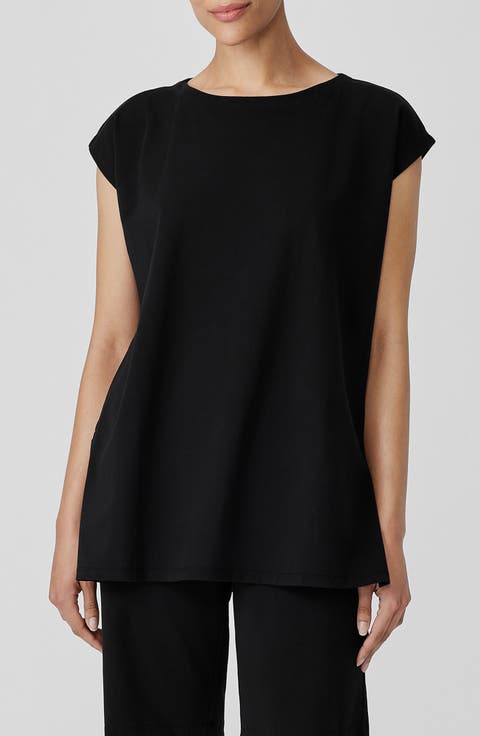 Boat Neck Cap Sleeve Boxy Top