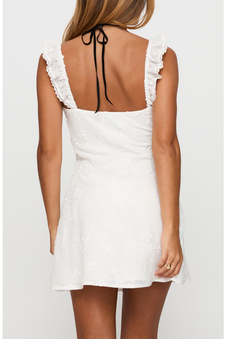 Beacall Embroidered Lace Trim Cotton Mini Sundress, Alternate, color, WHITE
