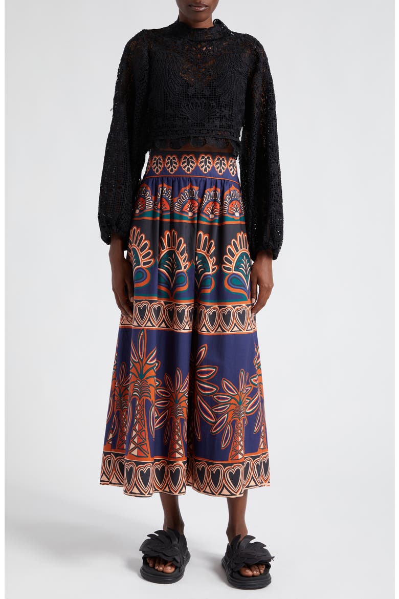 Ainika Tapestry Midi Skirt, Alternate, color, ORANGE