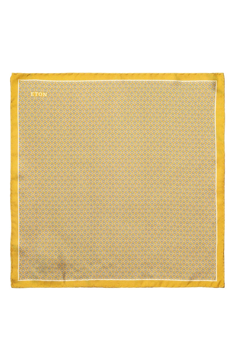 Eton Geometric Silk Pocket Square, Alternate, color, Light Yellow