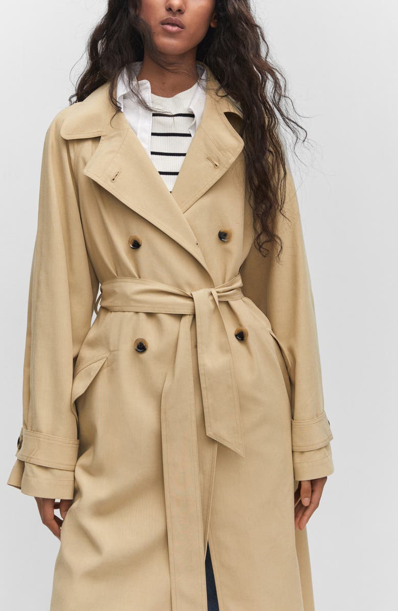 MANGO Fluid Belted Trench Coat, Alternate, color, 
