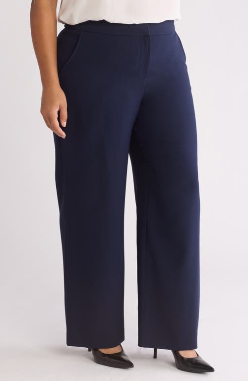 Tahari Asl Wide Leg Pants In Deep Navy