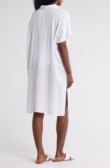 Everyday Button-Down Beach Cover-Up Tunic