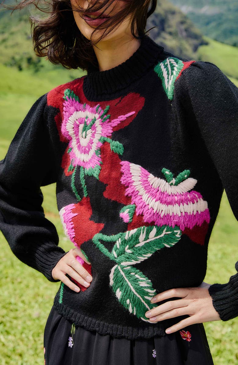 FARM Rio Colorful Flower Turtleneck Sweater, Alternate, color, Bold Colorful Flower