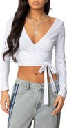EDIKTED Aila Wrap Crop Top