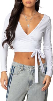 EDIKTED Aila Wrap Crop Top