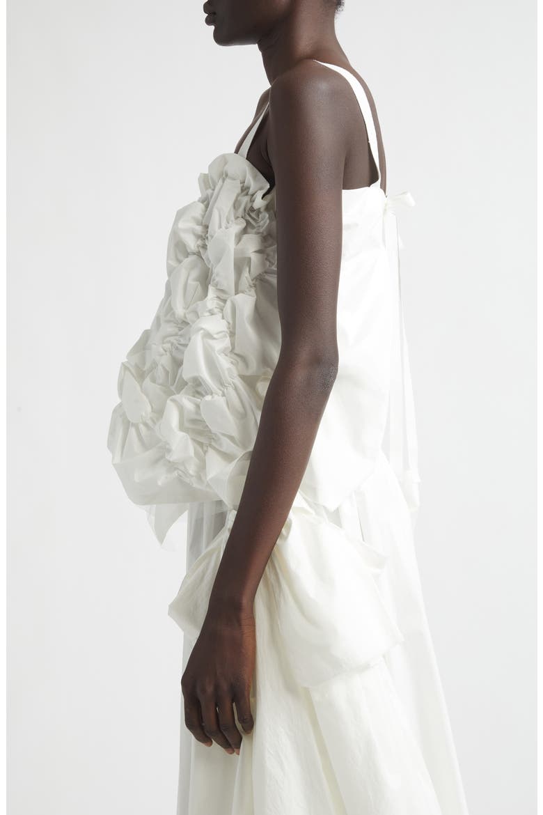 Gathered Tumbled Cotton & Tulle Corset Top, Alternate, color, WHITE