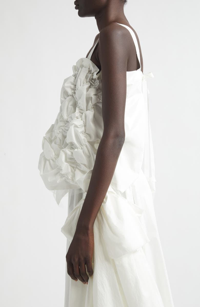 Tao Comme des Garçons Gathered Tumbled Cotton & Tulle Corset Top, Alternate, color, White