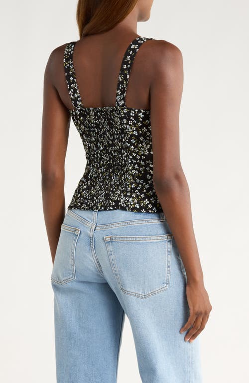 Reformation Francy Floral Print Cutout Tank In Black