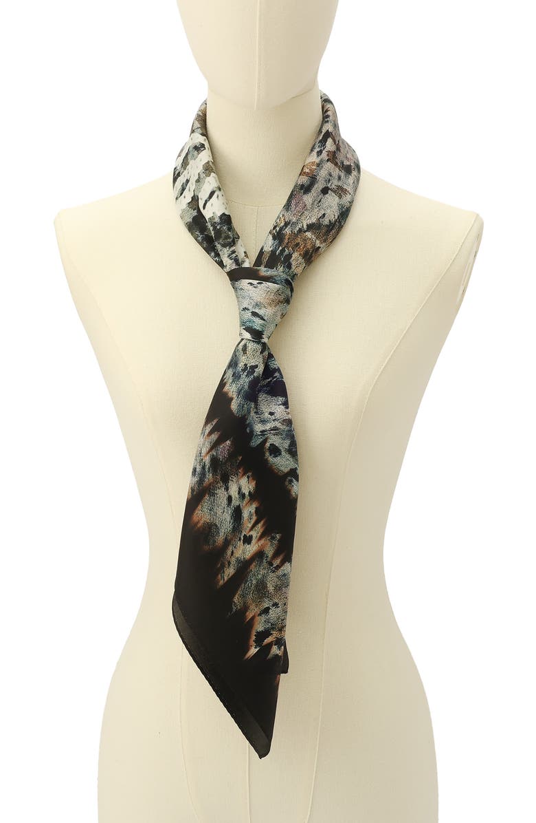 AllSaints Canter Script Square Scarf, Alternate, color, Fawn Brown