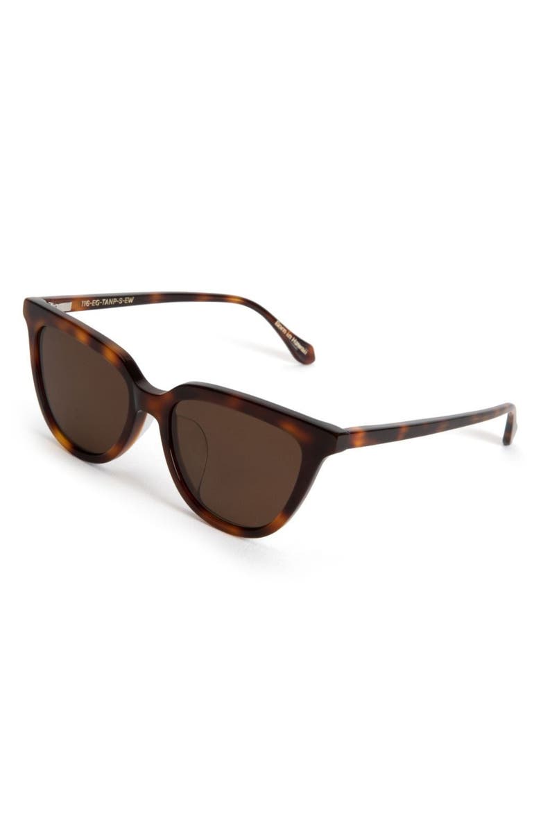 Mohala Eyewear Lanikai 53mm Low Nose Bridge Wide Width Polarized Cat Eye Sunglasses, Alternate, color, Ember Glow / Tan Lenses