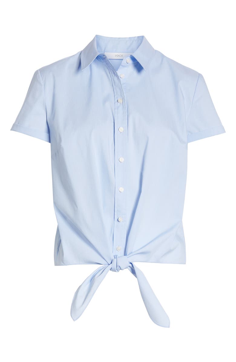 1901 Tie Front Button Down Poplin Shirt, Alternate, color, 