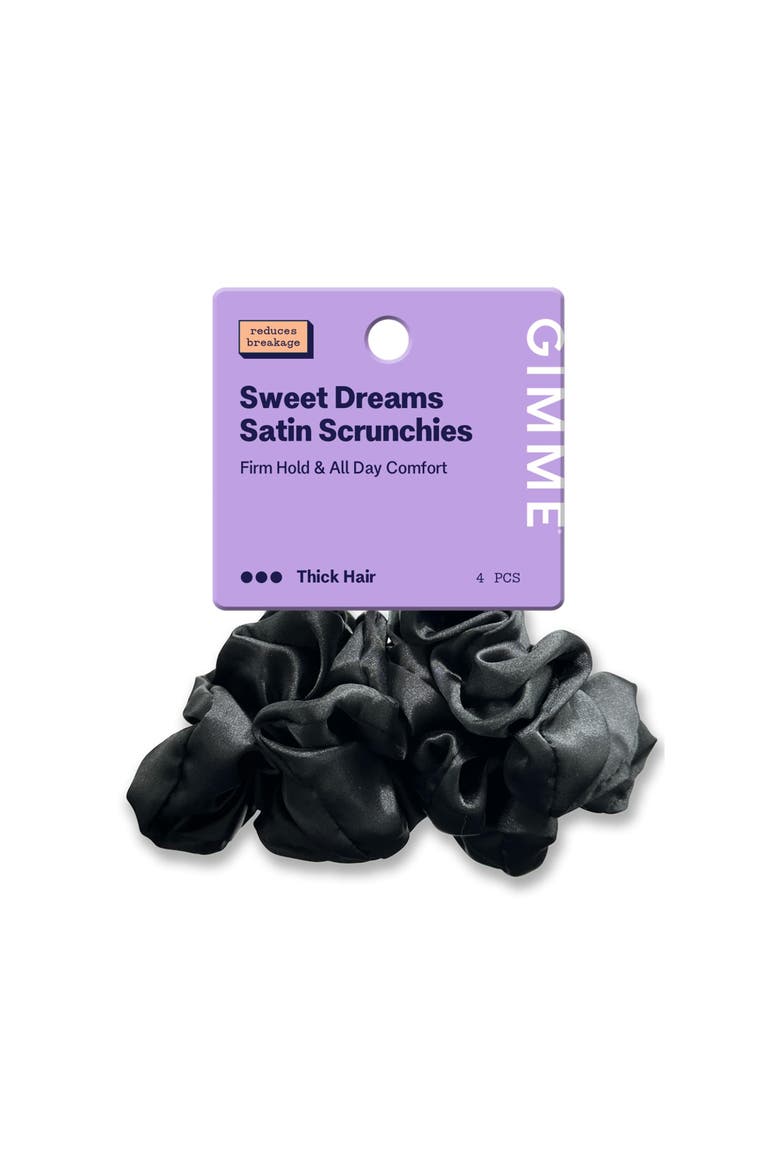 Large Satin Hair Scrunchies, Main, color, Black