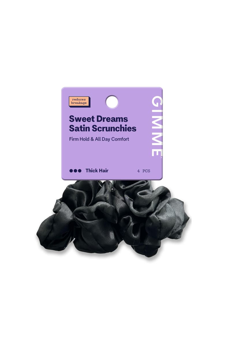 Gimme Beauty Large Satin Hair Scrunchies, Main, color, Black