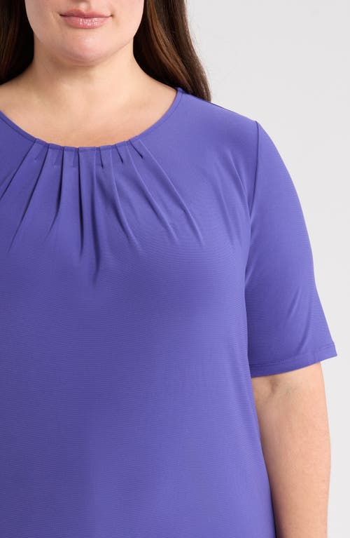 Kasper Pleat Neck Top In Blue
