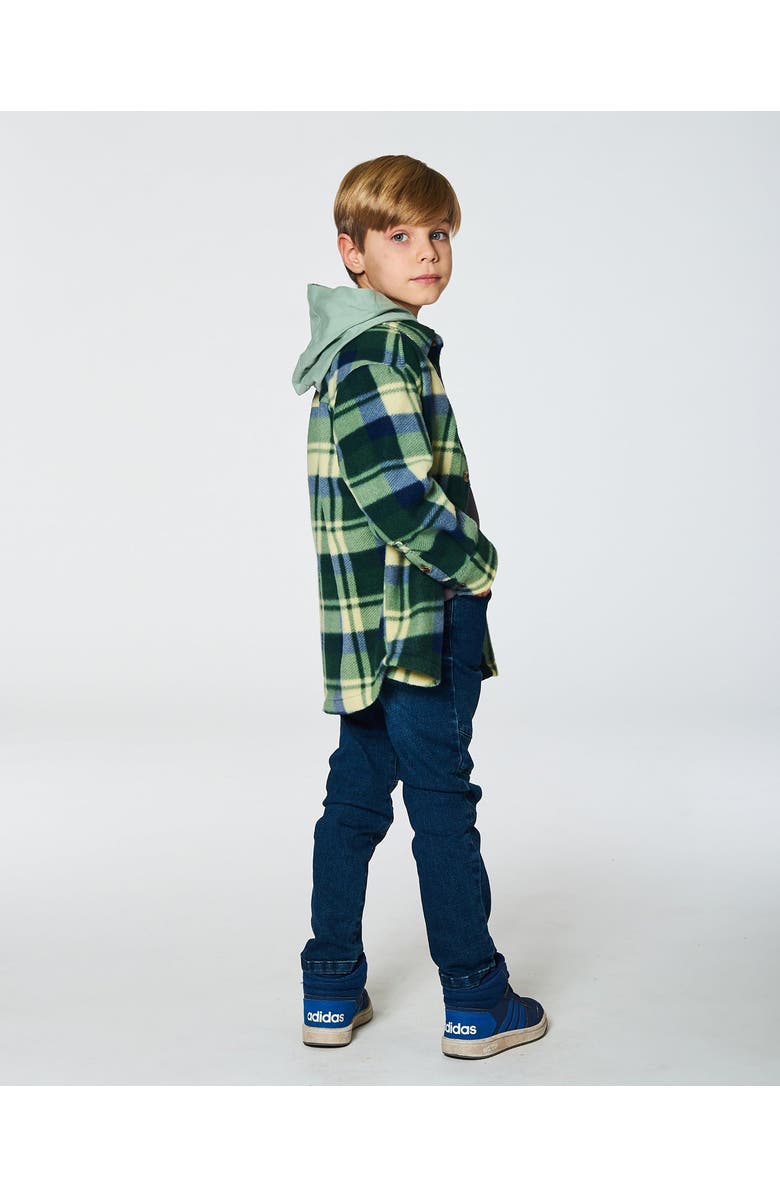 Deux par Deux Little Boy's Polar Fleece Shirt Plaid Green, Alternate, color, 