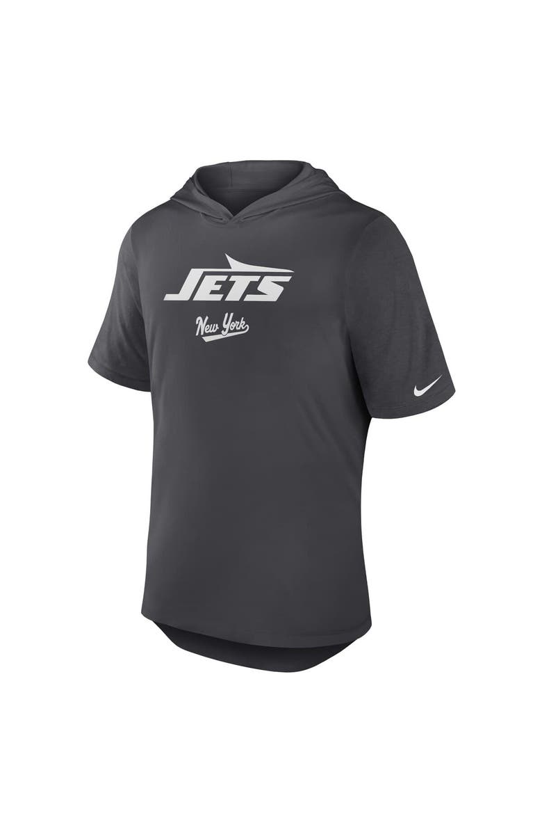 Nike Men's Nike Anthracite New York Jets Tri-Blend Performance Hoodie T-Shirt, Alternate, color, Anthracite
