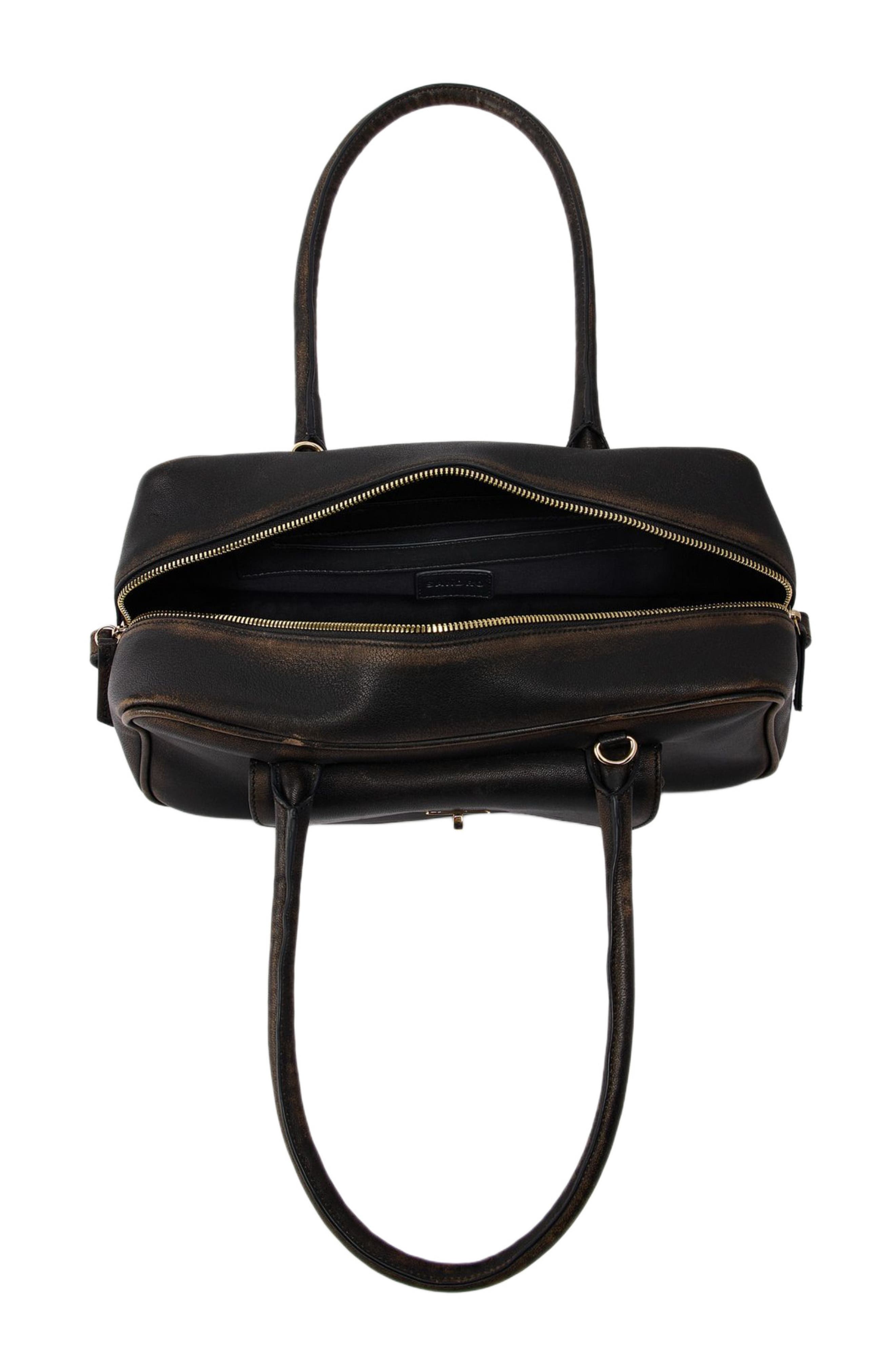 EZMEHRALDA leather bag, Alternate, color, Brown