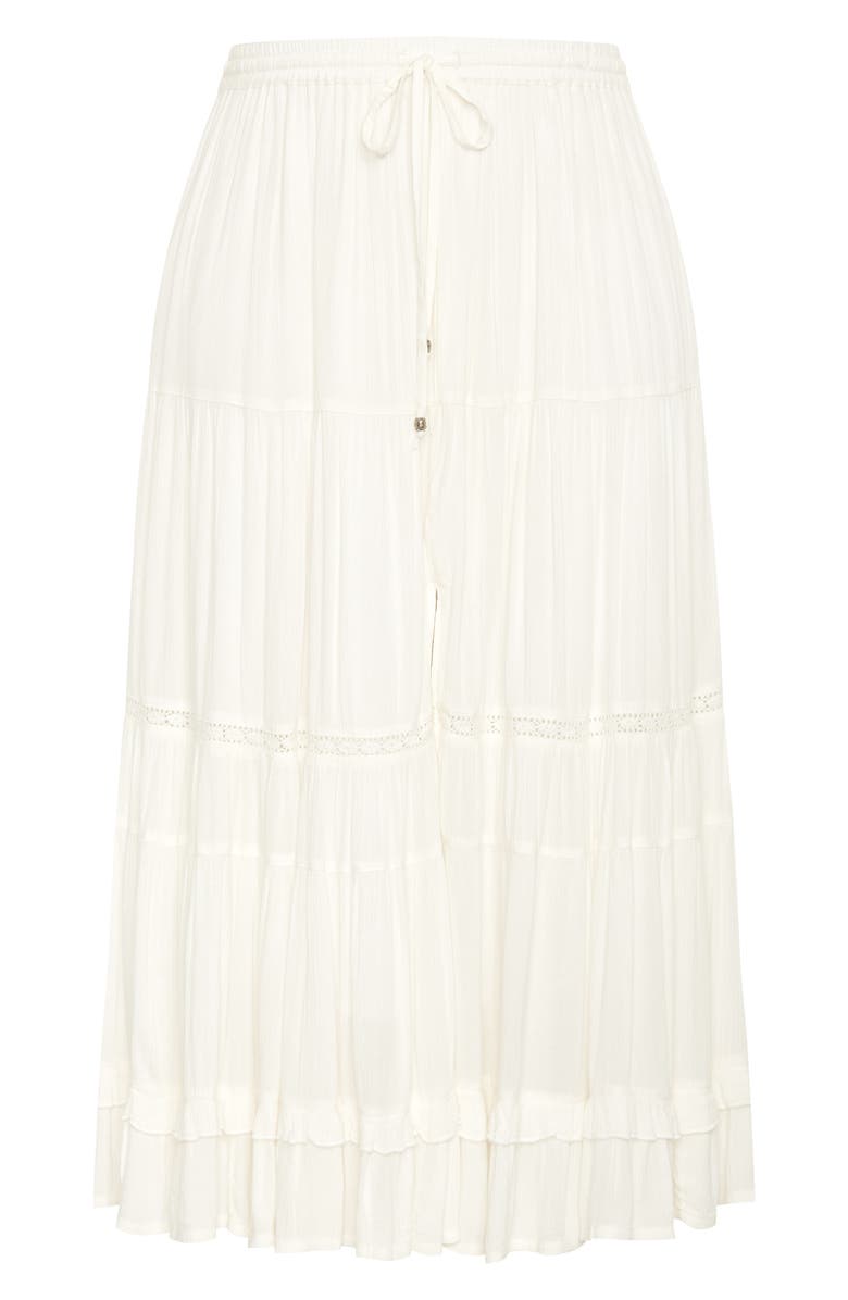 City Chic Aurora Tiered Maxi Skirt, Alternate, color, Ivory