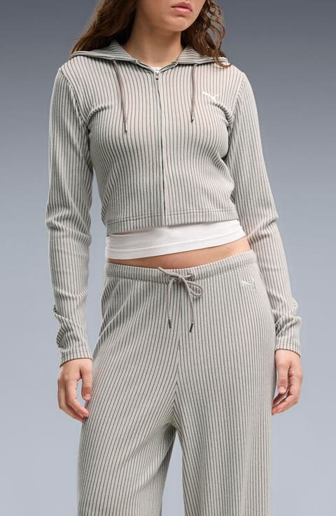 Ribbed Full Zip Hoodie