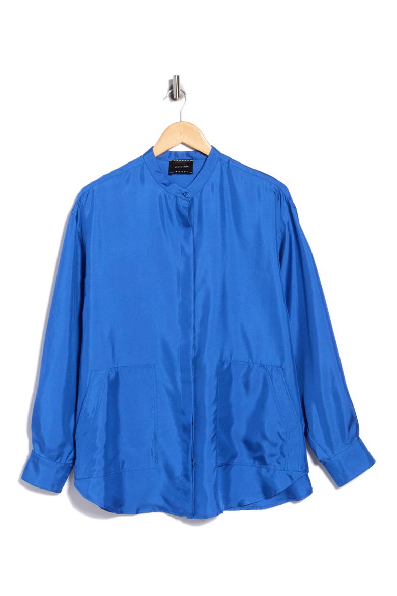 Long Sleeve Silk Tunic, Main, color, COBALT
