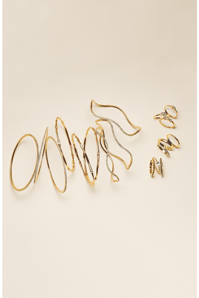 Wavy Prong Set Crystal Bangle, Alternate, color, GOLD/ CLEAR