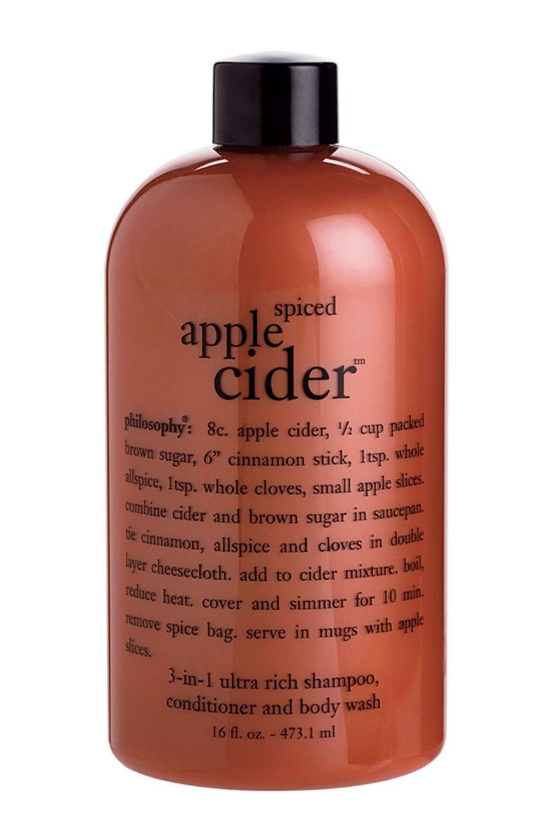 philosophy 'spiced apple cider' shampoo, conditioner & body wash, Main, color, 