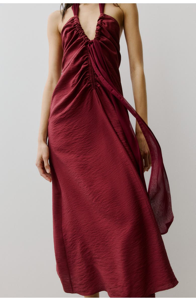 H&M Satin Halterneck Dress, Alternate, color, Burgundy