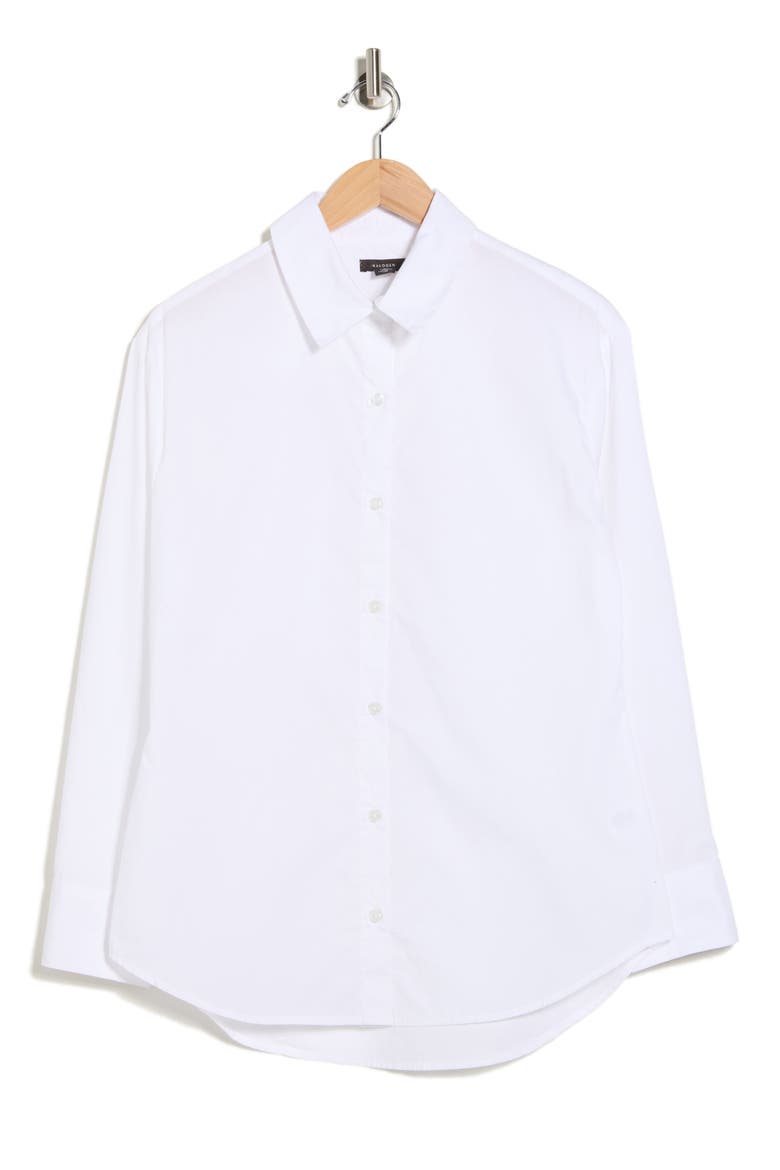 Solid Cotton Poplin Button-Up Shirt, Alternate, color, BRIGHT WHITE
