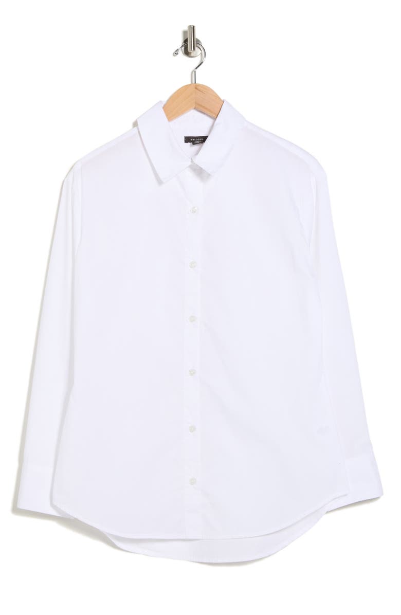 Halogen<sup>®</sup> Solid Cotton Poplin Button-Up Shirt, Alternate, color, Bright White