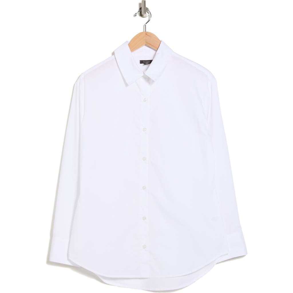 Halogen ® Solid Cotton Poplin Button-up Shirt In White