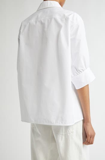 Jil Sander Short Sleeve Cotton Poplin Button-Up Shirt | Nordstrom
