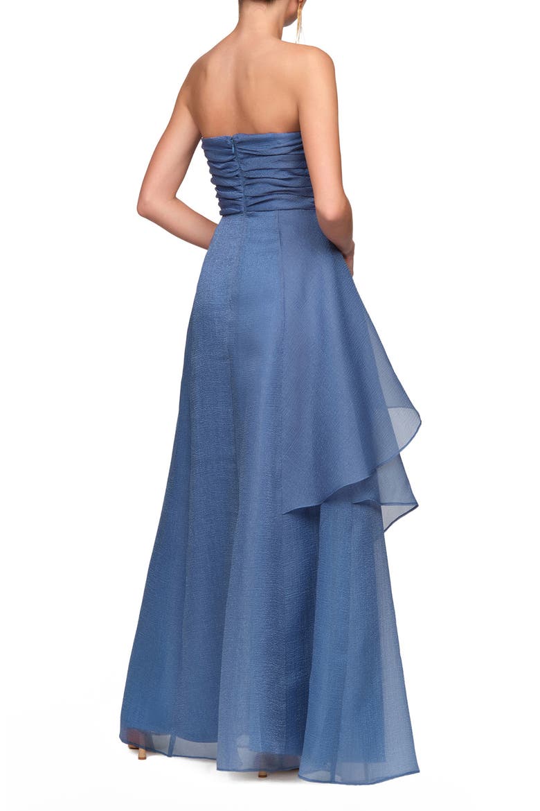 Amica Strapless Organza Gown, Alternate, color, AZURE BLUE