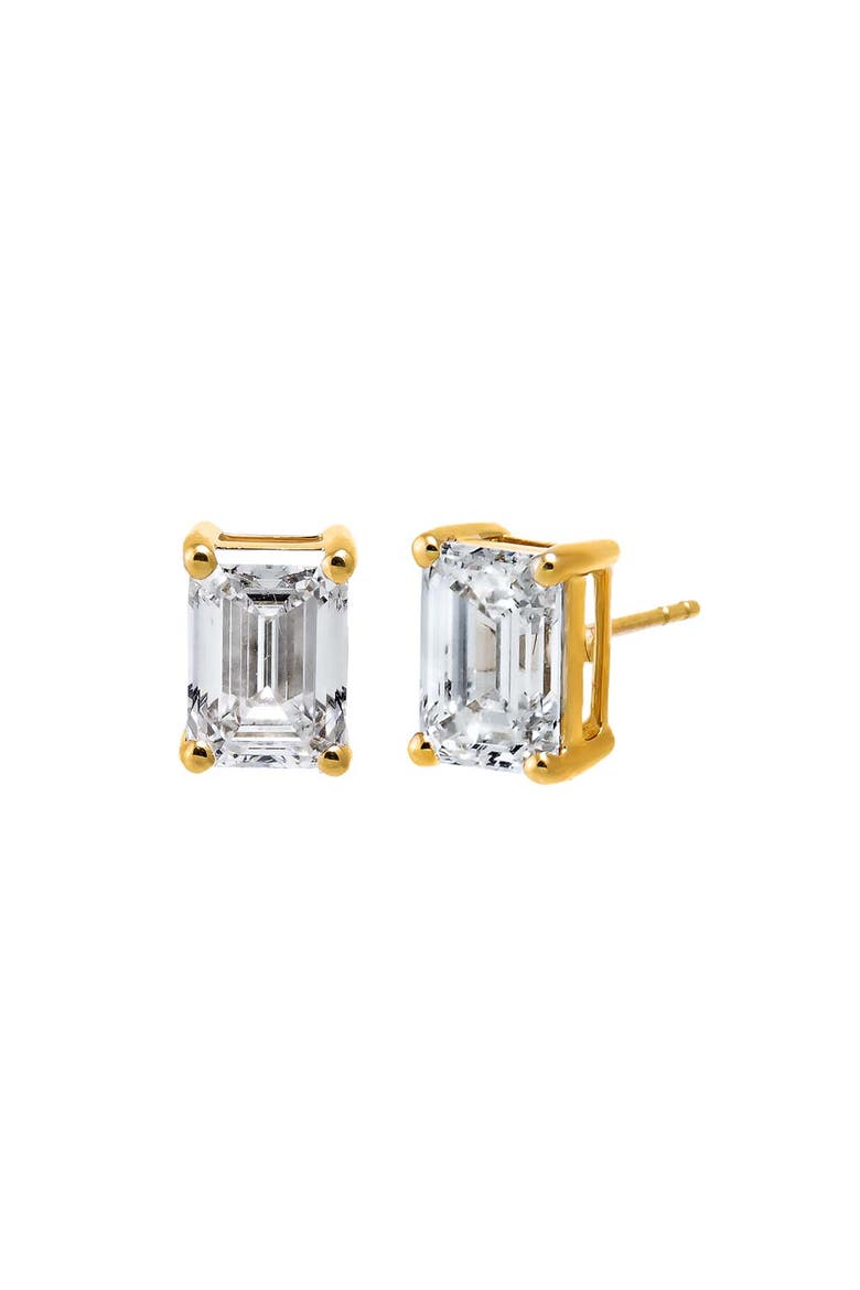 Lab Grown Diamond 4 Carat Emerald Stud Earring, Main, color, 14K Gold