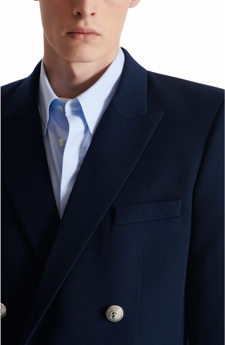 Balmain Grain De Poudre Blazer, Alternate, color, Navy
