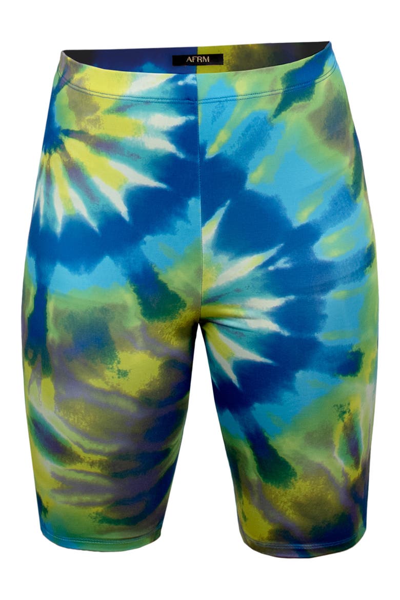 Khloe Tie Dye Bike Shorts, Main, color, YELLOW SPIRAL TIE DYE