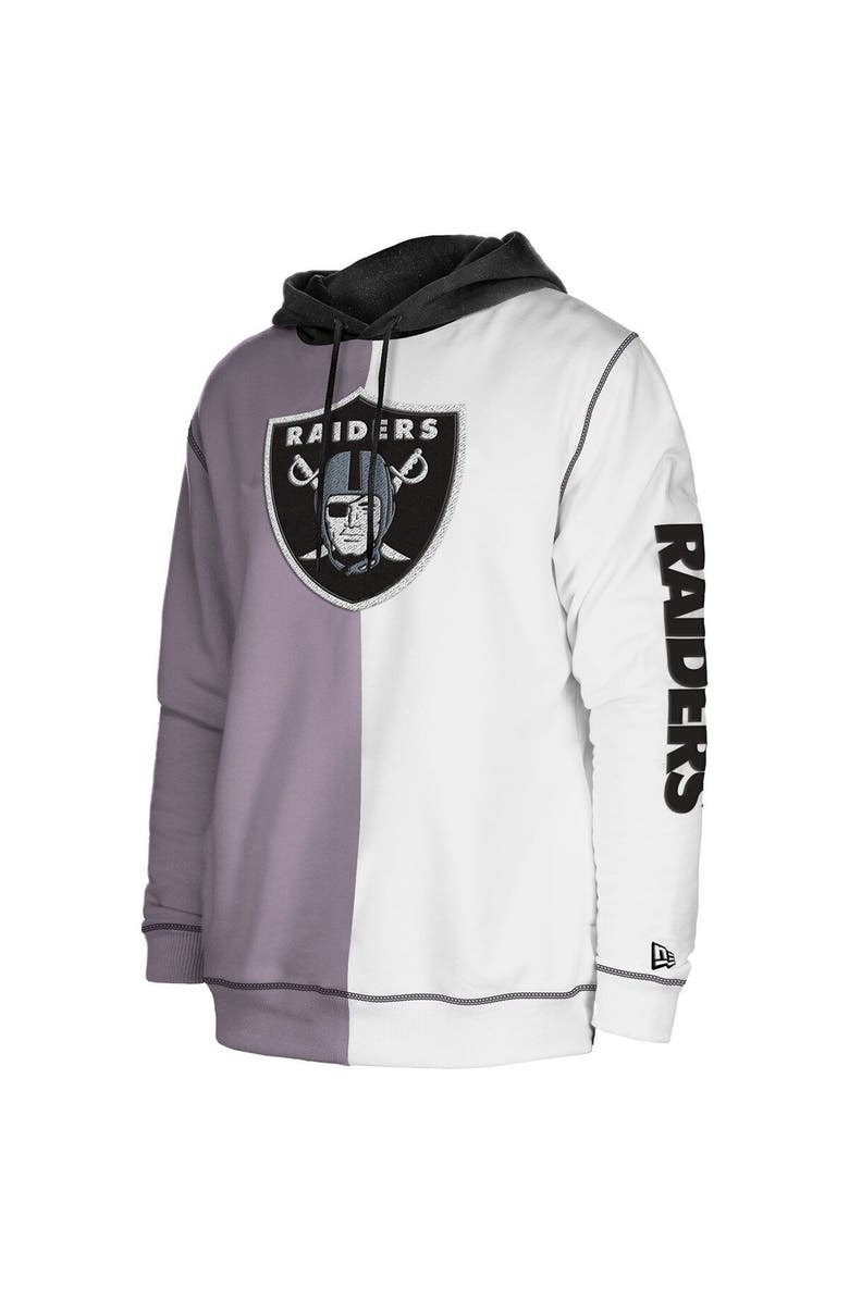 New Era Men's New Era Silver/White Las Vegas Raiders Third Down Split Raglan Pullover Hoodie, Alternate, color, Silver