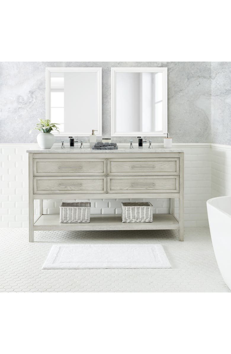 Nautica Peniston Solid Cotton Bath Rug, Alternate, color, White