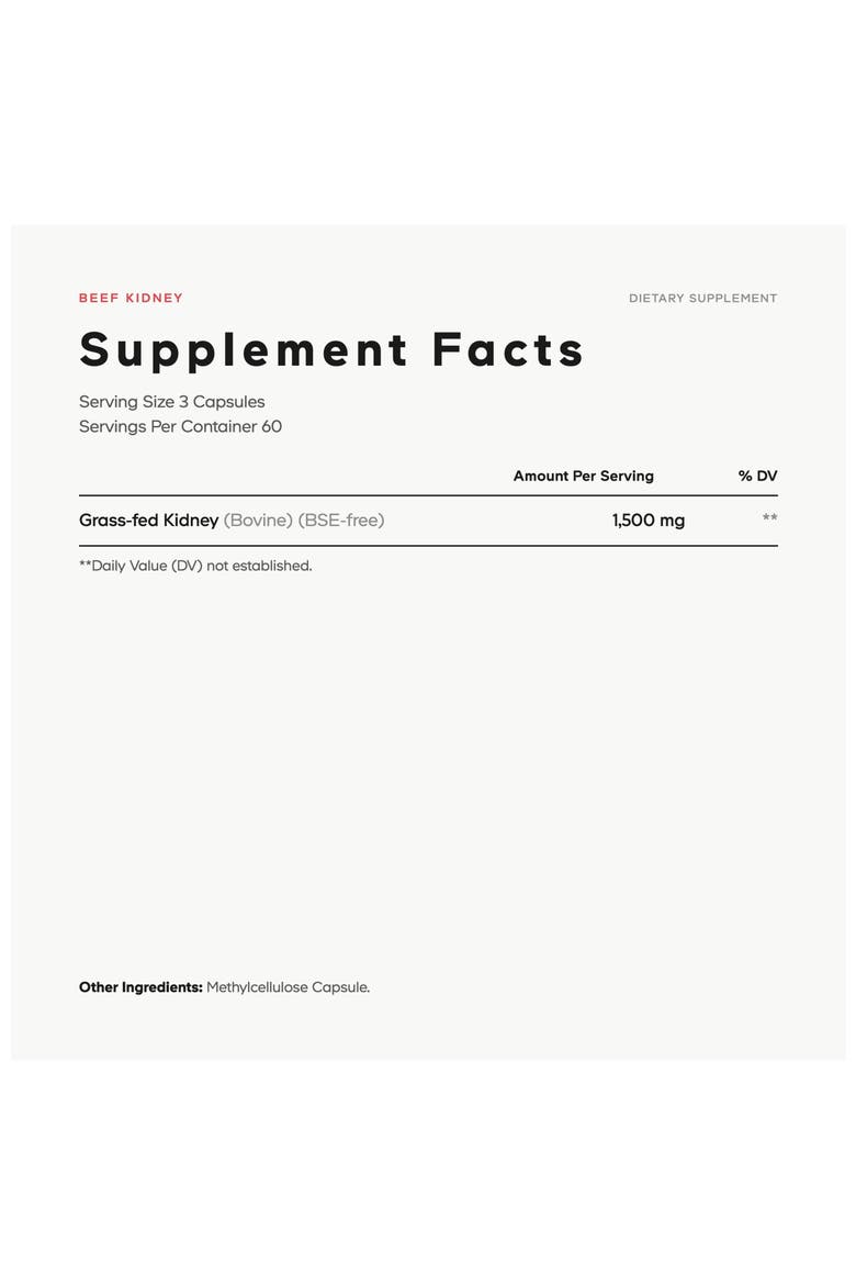 Grass-Fed Beef Kidney Glandular Supplement, Alternate, color, White