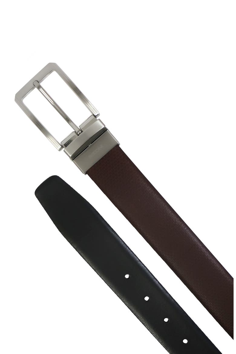 Reversible Embossed Leather Belt, Alternate, color, BROWN/ BLACK