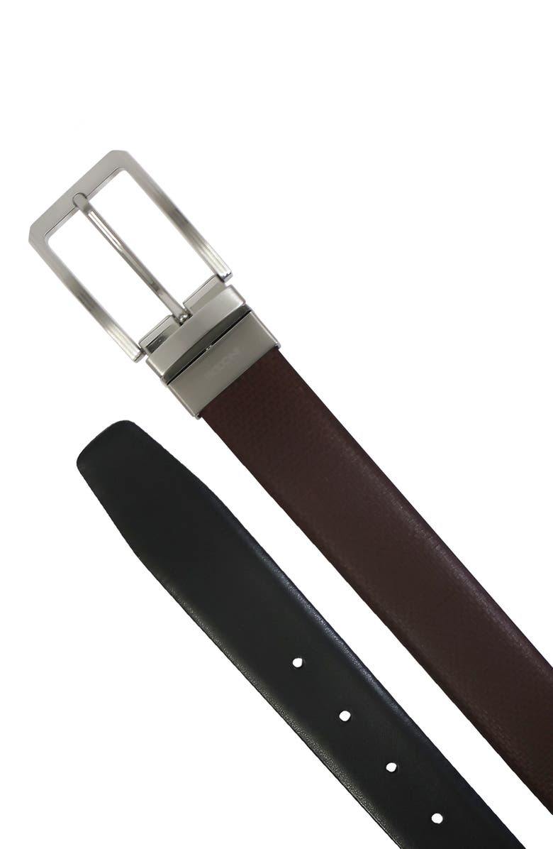BOCONI Reversible Embossed Leather Belt, Alternate, color, Brown/ Black
