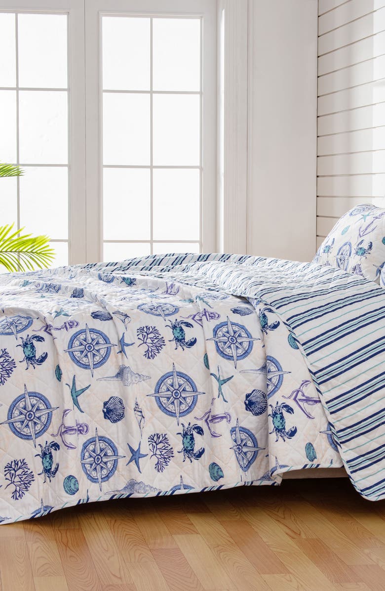 Woven & Weft Nautical Reversible Microfiber Quilt Set, Alternate, color, Nautical Motif