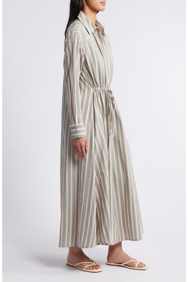 Stripe Long Sleeve Cotton Shirtdress, Alternate, color, GREEN- CORAL FRANKIE STRIPE