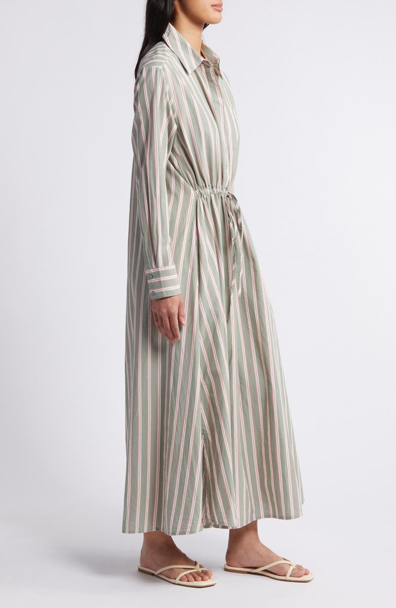 Caslon<sup>®</sup> Stripe Long Sleeve Cotton Shirtdress, Alternate, color, 