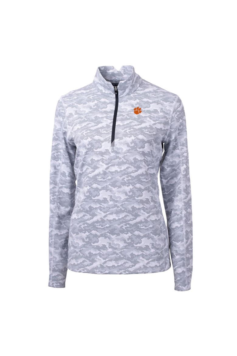 Women's Cutter & Buck Charcoal Clemson Tigers Traverse Camo Quarter-Zip Pullover Top, Alternate, color, Charcoal