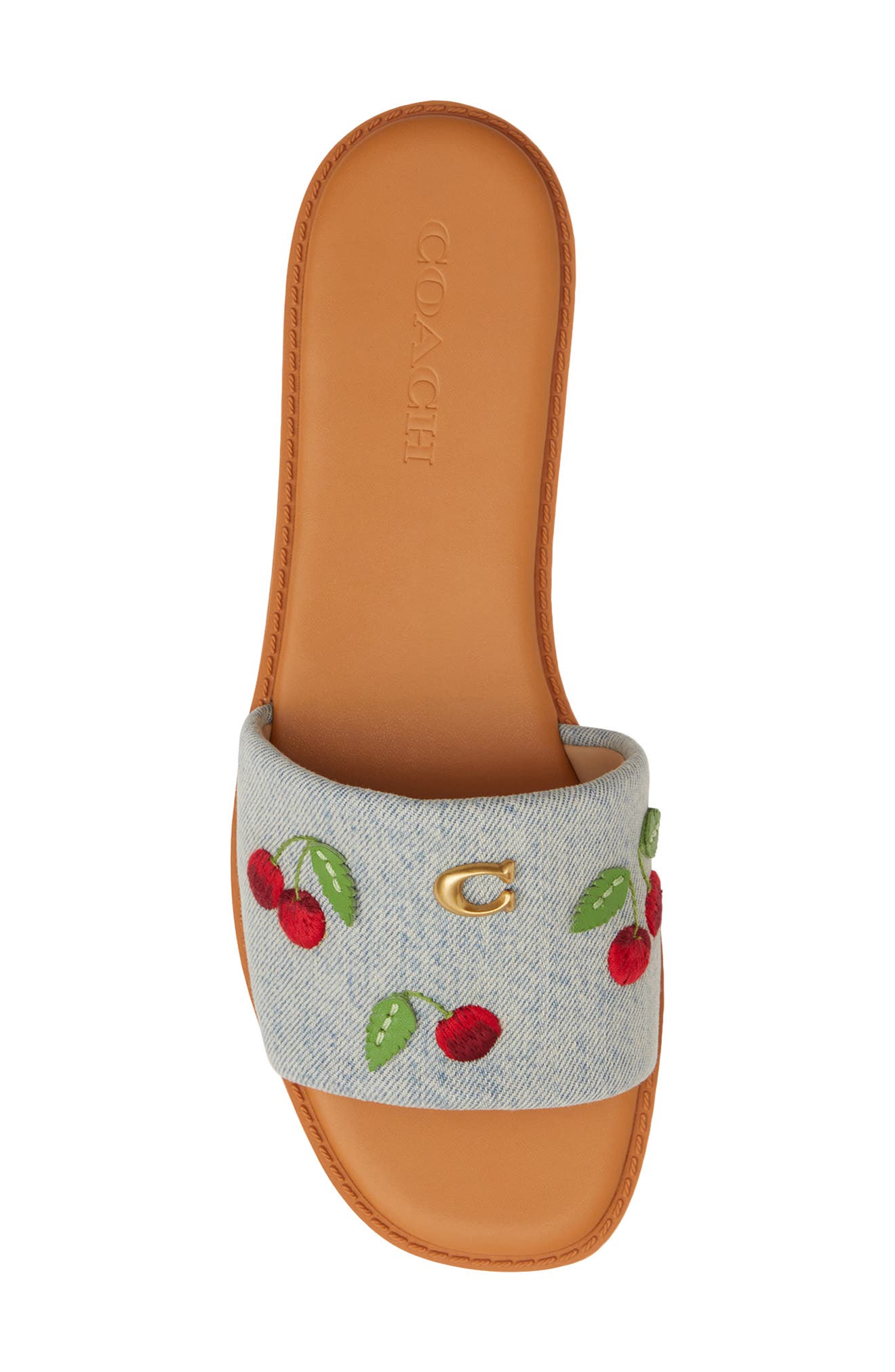 COACH Holly Denim Cherries Slide Sandal, Alternate, color, 
