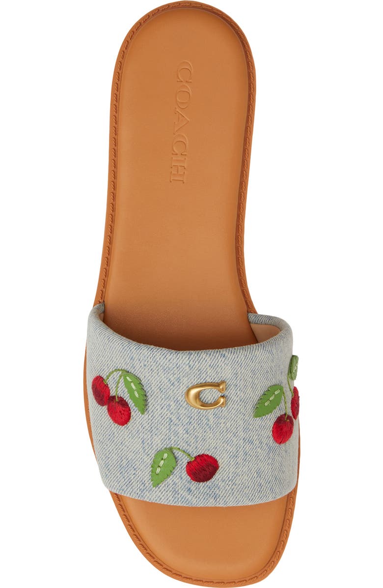 COACH Holly Denim Cherries Slide Sandal, Alternate, color,
