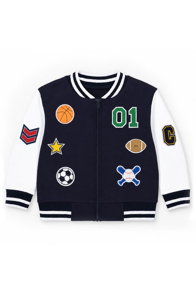 French Terry Varsity Sports Jacket, Main, color, Navy/White
