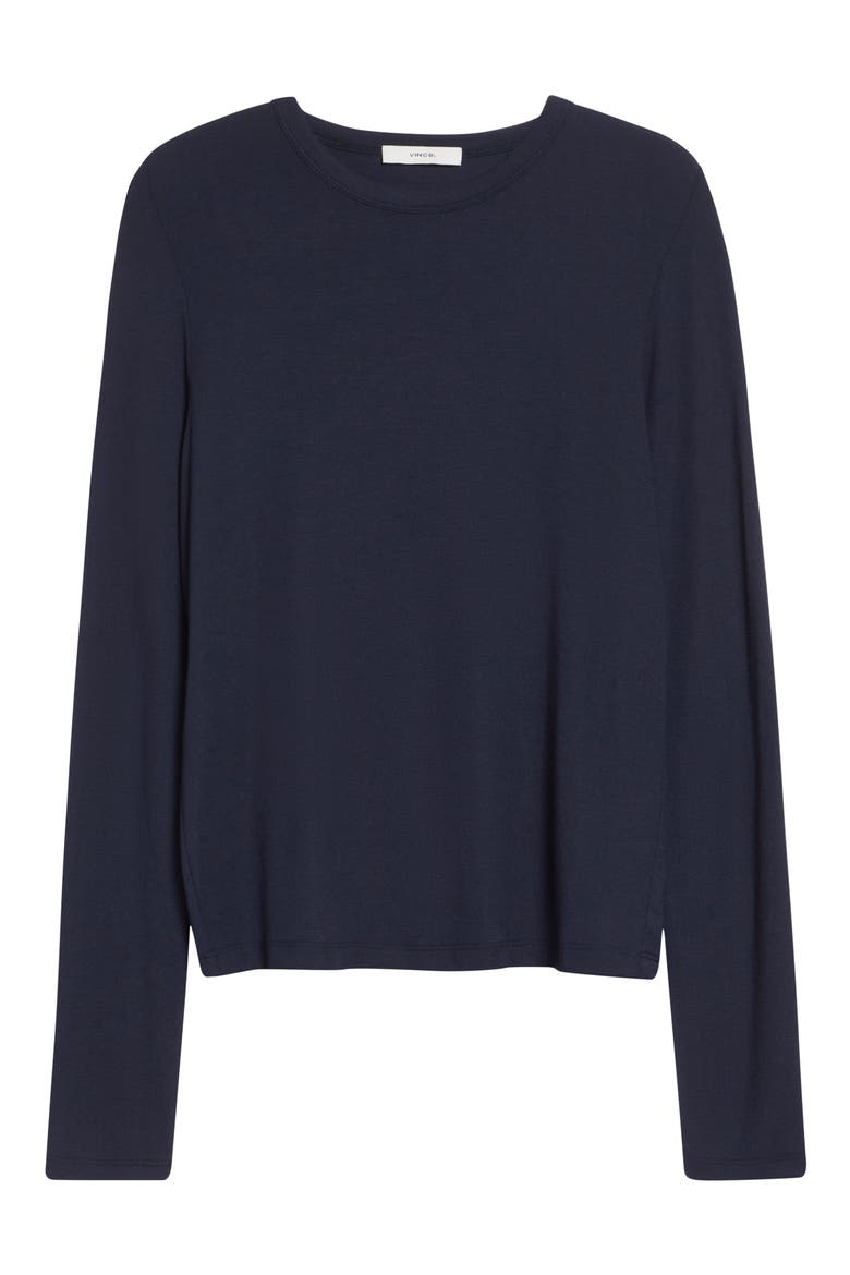 Luxe Long Sleeve Crewneck Top, Alternate, color, TWILIGHT NAVY
